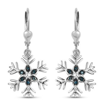 Blauer Diamant Ohrringe 925 Silber platiniert ca. 0,10 ct