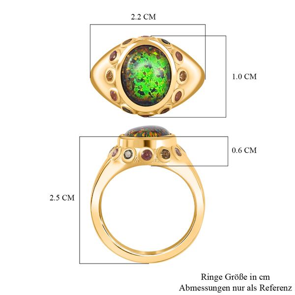 Labor schwarzer Opal und Multi-Turmalin-Ring - 1,98 ct. image number 7