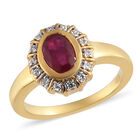 Fissure gefüllt Rubin und Zirkon Ring 925 Silber vergoldet  ca. 1,26 ct image number 3