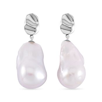 Wei&szlig;e S&uuml;&szlig;wasser Perle (16-18 mm) Ohrringe 925 Silber rhodiniert