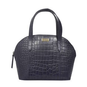 Assots London - Handgefertigt Tote Tasche aus krokogeprägtem echtem Leder, Größe 32x22x11cm, blau