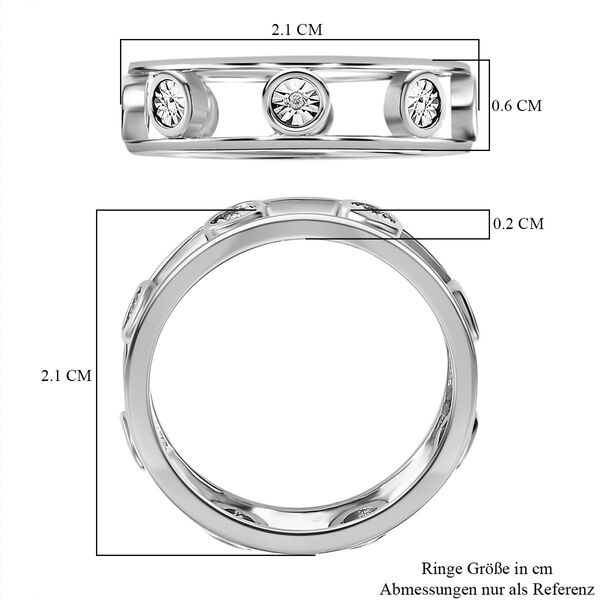 Doppelreihiger Ring mit Weißen Diamanten, 925 Silber rhodiniert (Größe 18.00) image number 6