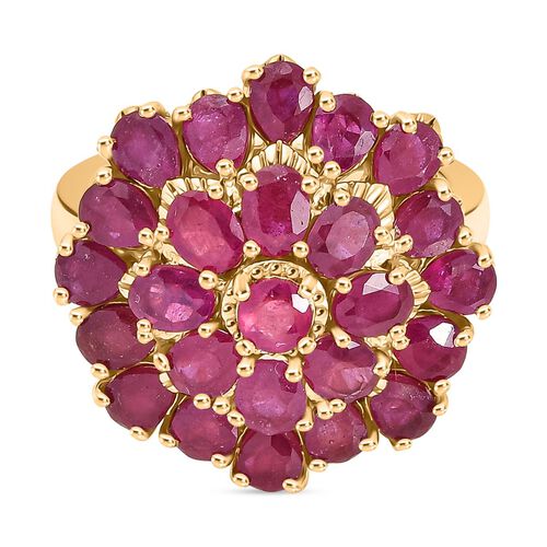 D’joy Afrikanischer Rubin (Fissure gefüllt) Ring 925 Silber 750 Gelbgold Vermeil (Größe 18.00) ca. 6,17 ct image number 0