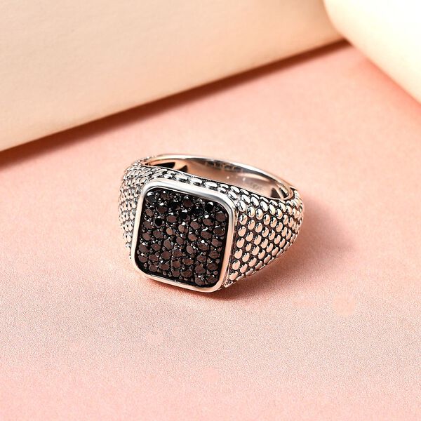 Schwarzer Diamant Ring, 925 Silber Schwarz oxidiert (Gr&ouml;&szlig;e 21.00) ca. 1.00 ct image number 2