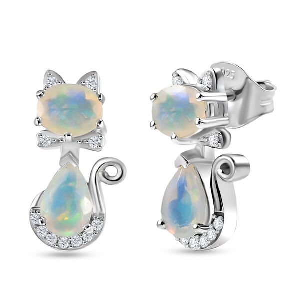 D'Joy AA nat&uuml;rliche, &auml;thiopische Welo Opal und Zirkon Ohrringe - 1 ct.