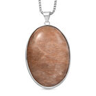 EXKLUSIVES ANGEBOT - Pfirsich Mondstein Anhänger mit Kette, ca. 300.00 ct