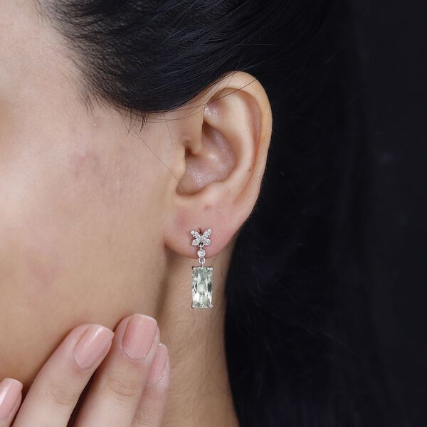 Prasiolith und Zirkon-Ohrringe - 5,90 ct. image number 3