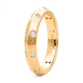 LUXURIANT DIAMOND - Lab Grown Diamant SI-GH SGL zertifiziert Ring 925 Silber 750 Gelbgold vermeil (Gr&ouml;&szlig;e 19.00) ca. 0.26 ct