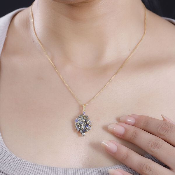 Gr&uuml;ner Tansanit, Tansanit Anh&auml;nger 925 Silber 750 Gelbgold Vermeil ca. 2.27 ct image number 3