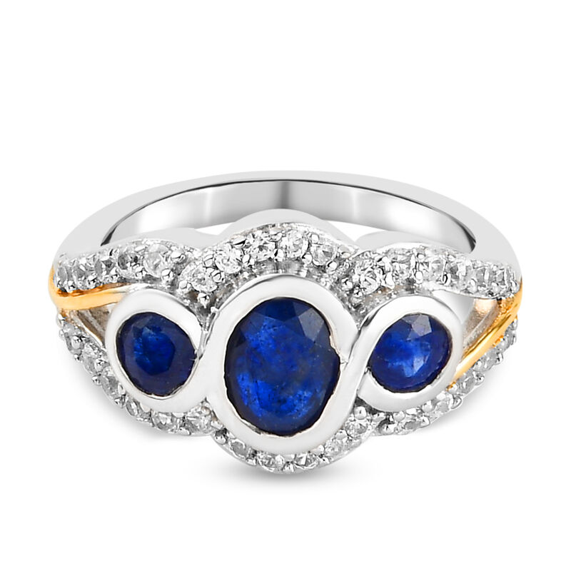 Masoala Saphir und Zirkon-Trilogie-Ring, 925 Silber zweifarbige Beschichtung, 2,70 ct. image number 0