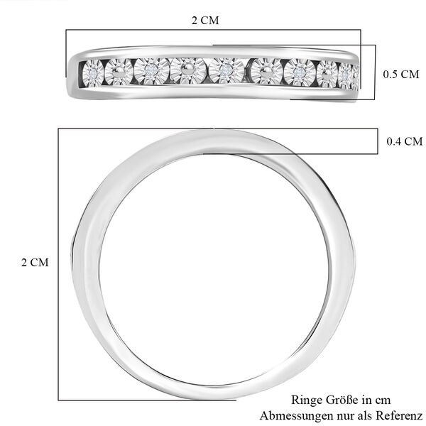 Half Eternity Ring mit Diamantakzenten, 925 Silber platiniert image number 7