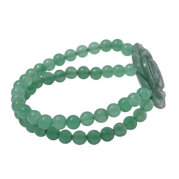 Gr&uuml;nes Aventurin  handgeschnitztes Blumen-Armband, 17-19cm - 150 ct. image number 2