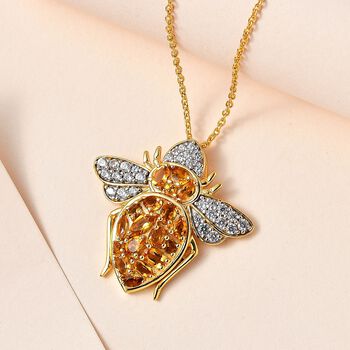 GP Italian Garden Kollektion- AA Citrin, Zirkon und Saphir-Anh&auml;nger mit 50cm Kette - 4,17 ct.