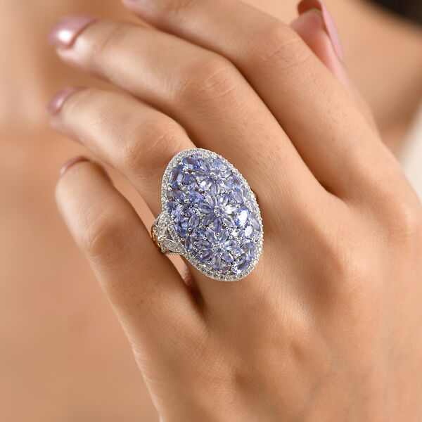 D'Joy Tansanit und Zirkon zweifarbiger Ring - 6,51 ct. image number 3