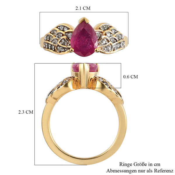 Afrikanischer Rubin und Zirkon Ring 925 Silber vergoldet  ca. 1,82 ct image number 7
