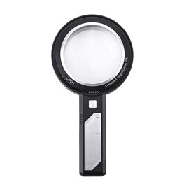 8-fach und 12-fach Handlupe mit Doppellinsen, 19x9x3,2cm, Silber und schwarz