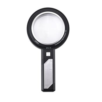 8-fach und 12-fach Handlupe mit Doppellinsen, 19x9x3,2cm, Silber und schwarz