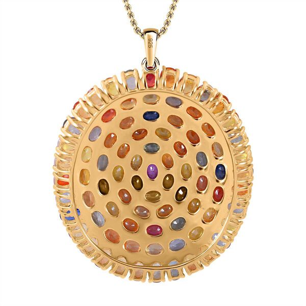 Mehrfarbiger Saphir Anh&auml;nger mit Kette, Gelbgold Vermeil, ca. 18,15 ct. image number 3