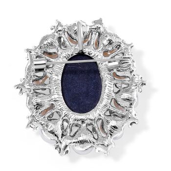 Kamee, Blauer Kristall Brosche