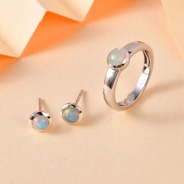 AA nat&uuml;rliches, &auml;thiopisches Welo Opal-Schmuckset, 925 Silber rhodiniert - 1,02 ct. image number 2