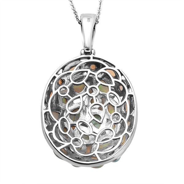 Natürlicher, äthiopischer Opal-Anhänger mit Kette, 925 Silber platiniert ca. 4.42 ct image number 5