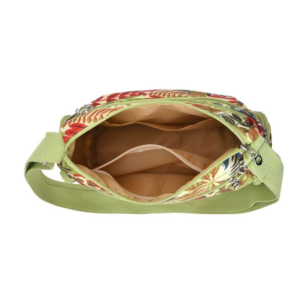 Multitaschen-Tasche mit Blattmuster, 26x10x20cm, hellgr&uuml;n image number 5