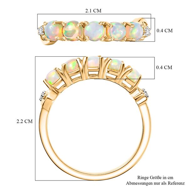 D'Joy AA Natürlicher, äthiopischer Welo Opal, Weißer Zirkon Ring 925 Silber Gelbes Gold (Größe 20.00) ca. 0,62 ct image number 7