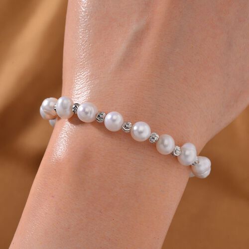 Mehrfarbige Süßwasser Perle Armband, flexibel, Messing image number 1
