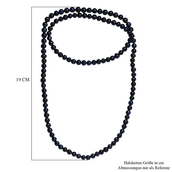 Blaue gef&auml;rbte S&uuml;&szlig;wasserperle Halskette, 70 cm image number 6