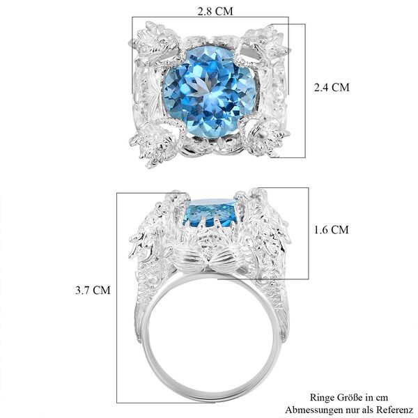 Royal Bali - Himmelblauer Topas Ring 925 Silber (Größe 19.00) ca. 13.40 ct image number 5