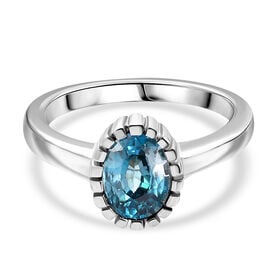 AA Blauer Zirkon Ring 925 Silber rhodiniert (Größe 17.00) ca. 1,94 ct