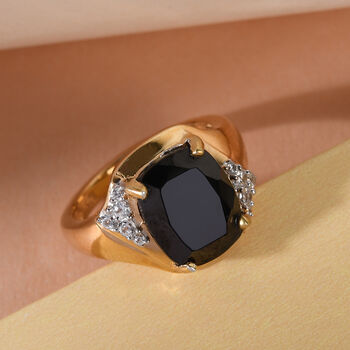 Elite Shungit und Zirkon Ring 925 Silber vergoldet