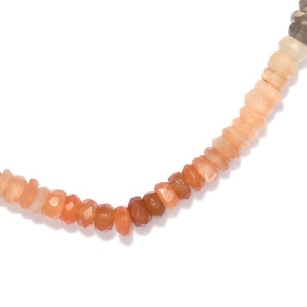 Mehrfarbig Mondstein Halskette 50 cm Lange 925 Silber platiniert ca. 65,39 ct image number 3