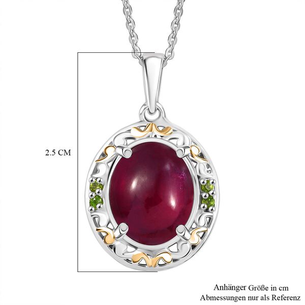 AAA Afrikanischer Rubin (Fissure gef&uuml;llt), Nat&uuml;rlicher Chromdiopsid Anh&auml;nger mit Kette, 925 Silber rhodiniert ca. 6.02 ct image number 7