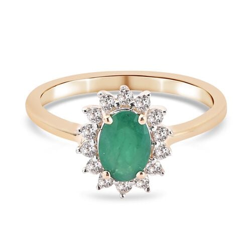 AAA Sambischer Smaragd und Zirkon Ring 375 Gold image number 0