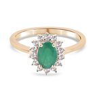 AAA Sambischer Smaragd und Zirkon-Ring, 375 Gold (Größe 18.00) ca. 0,88 ct