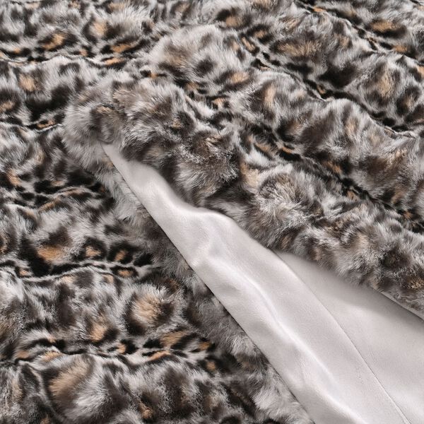 Serenity Night - Luxus-Kunstfell-Decke mit Wellenstruktur, 1300 g, Schwarz-Leopardmuster, 150x200 cm image number 5