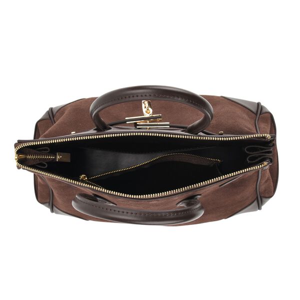 Grand Pelle Echtleder Citybag mit Reißverschluss und Schlossoptik 30 x 16 x 23 cm Kaffebraun image number 6