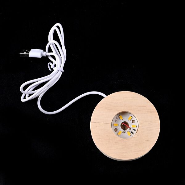 3D Kristallkugel mit LED-Licht und Holzsockel, Pusteblume image number 7