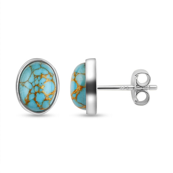 Blaue Mojave T&uuml;rkis Ohrstecker, 925 Silber ca. 2,44 ct
