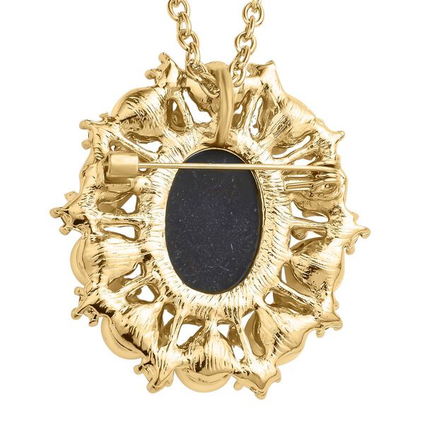 Kamee-Schmuck, Kunststoff Perlen Kette mit Anh&auml;nger, goldfarben image number 5