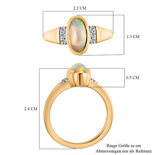 Nat&uuml;rlicher, &auml;thiopischer Opal und wei&szlig;er Zirkon-Ring, 925 Silber vergoldet  ca. 0,91 ct image number 7