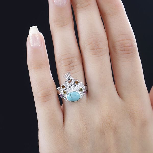 Sierra Nevada T&uuml;rkis, Multi-Turmalin und schwarzer Spinell-Ring - 1,57 ct. image number 3