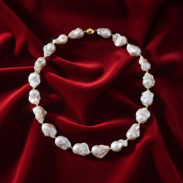 D'Joy AAAA Mehrfarbig-Barockperle Halskette ca. 50 cm 925 Silber vergoldet image number 1