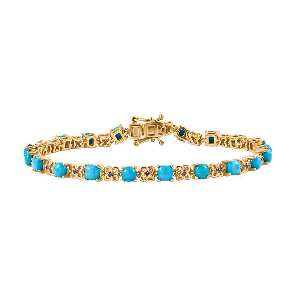 D joy AA Sleeping Beauty Türkis, Rhodolith Granat, Armband ca. 20 cm 925 Silber 750 Gelbgold Vermeil ca. 7.34 ct image number 0