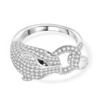 Lustro Stella Schwarzer Zirkonia, Weißer Zirkonia Ring 925 Silber rhodiniert (Größe 18.00)