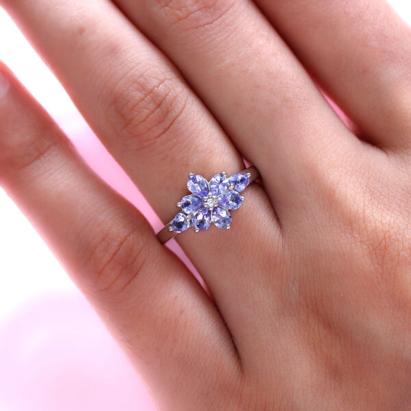 Tansanit und wei&szlig;er Zirkon-Ring - 1,08 ct. image number 3