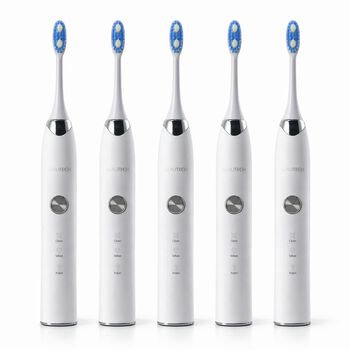 BEAUTECH 5er-Set Elektronische Schallzahnb&uuml;rste mit 2 B&uuml;rstenk&ouml;pfen, Wasserdicht IPX7, USB-Kabel, 5 Modi