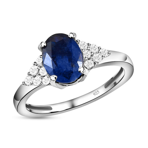 Masoala Saphir und wei&szlig;er Zirkon-Ring - 2,14 ct. image number 4