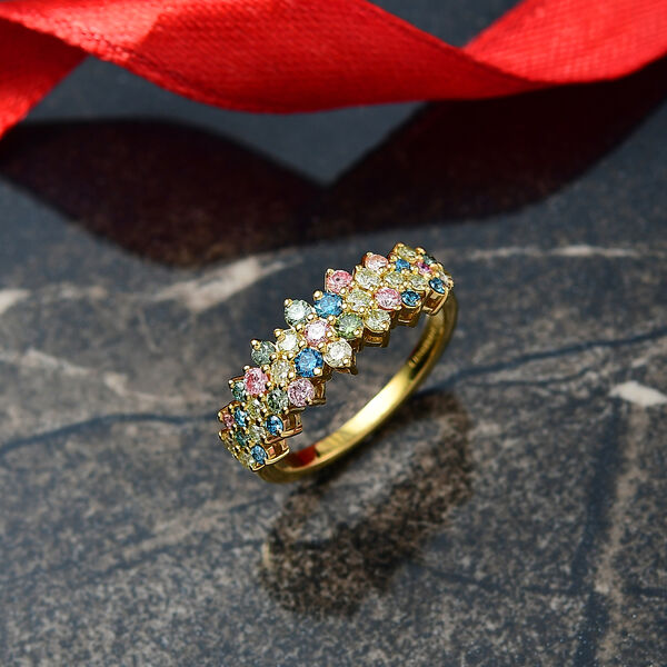 LUXURIANT SGL zertifizierter SI-GH mehrfarbiger Labor Diamant Ring - 1 ct. image number 2